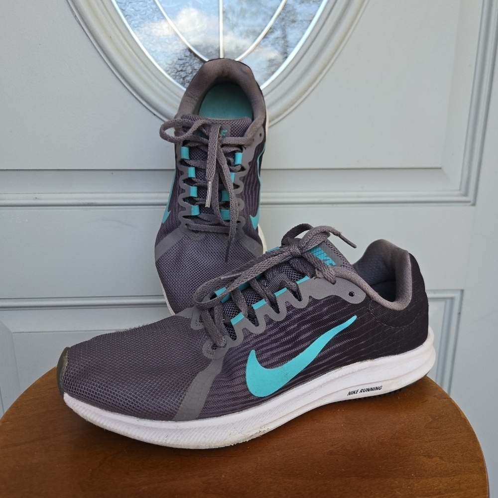 Nike Running Downshifter 8 Grey & Teal Athletic Shoes